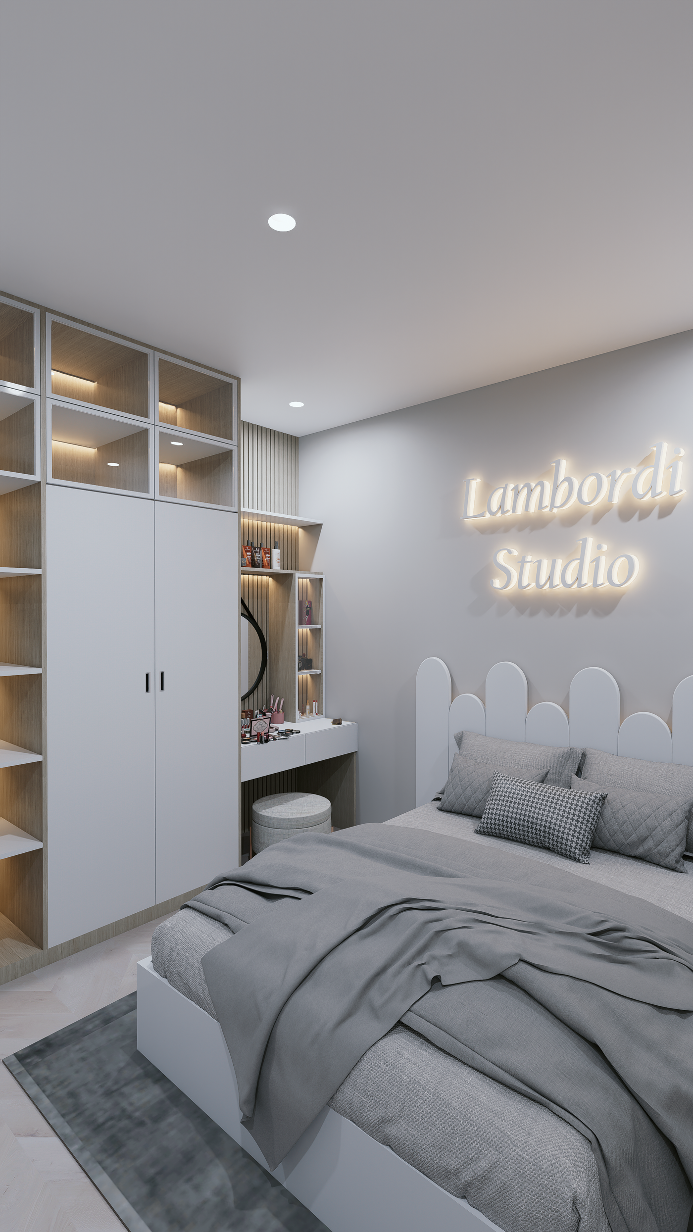 Interior Renovation with blue kitchen set